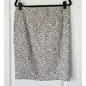 Loft Printed Pencil Skirt Cream Black Geometric Print Size 12 NWT Corporate